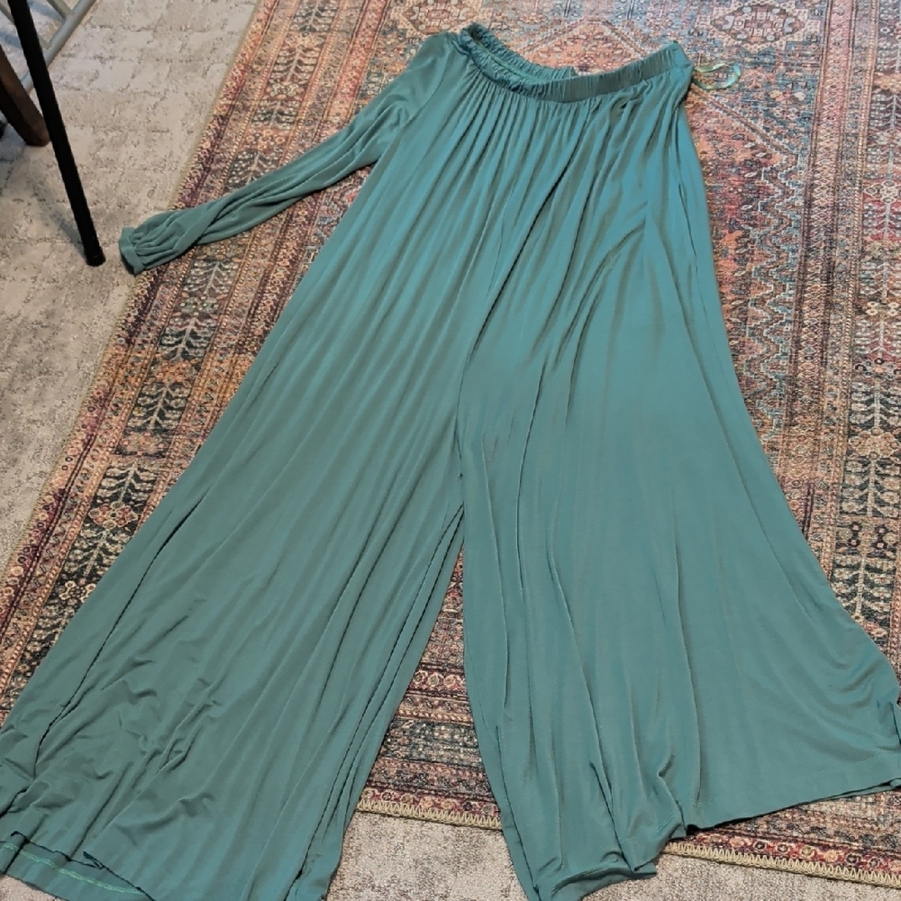 Free People Beach One Sleeved Green Sunday Stroll Jumpsuit - Picture 3 of 6